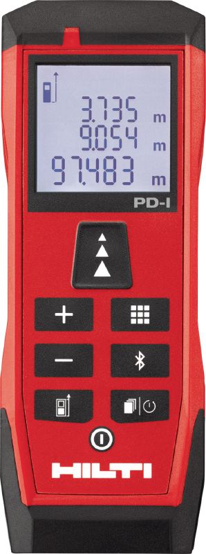 PD-I 激光测距仪 坚固的激光仪配有智能测量功能和 Bluetooth® 连接，适用于可达 100 米/330 英尺的室内应用