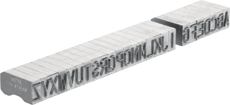 X-MC LS 8/10 钢材标记压印 圆形尖端、宽型文字和数字的字符，适用于在金属上压印识别标记
