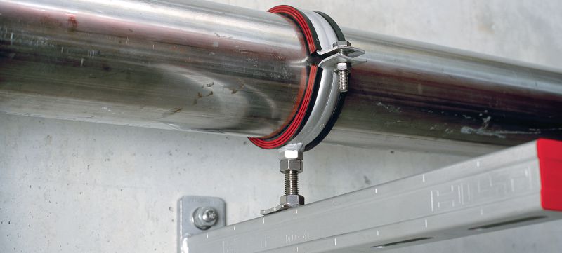 MP-MRI 重型管夹 具有隔音功能的不锈钢 (A4) 管夹，适用于重型应用 产品应用 1