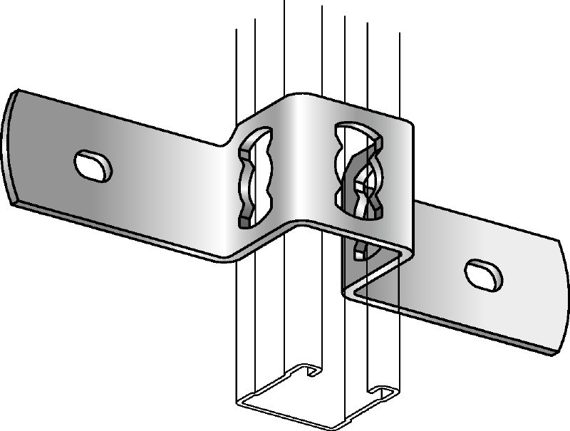 MQB 夹具（抗压杆连接至混凝土） 电镀锌夹具，适用于将一个 MQ 抗压槽钢交叉连接至混凝土