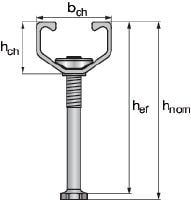 HAC 预埋锚栓槽 标准尺寸和长度的预埋锚栓槽，针对几乎任何具挑战性的项目都需要法规批准。