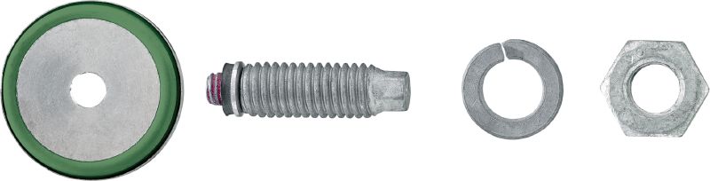 S-BT-EF HC 双头螺栓电气连接件 螺纹旋入式双头螺栓（采用碳钢公制螺纹），适用于在轻度腐蚀性环境中进行钢材上的电连接。 建议连接电缆的最大横截面为 120 mm²
